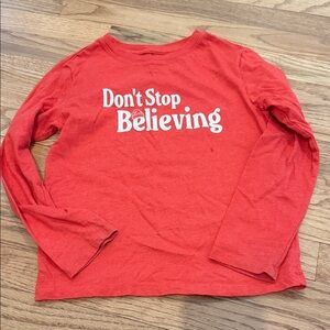 Cat & Jack Red "Don't Stop Believing" Long Sleeve Tee size Small